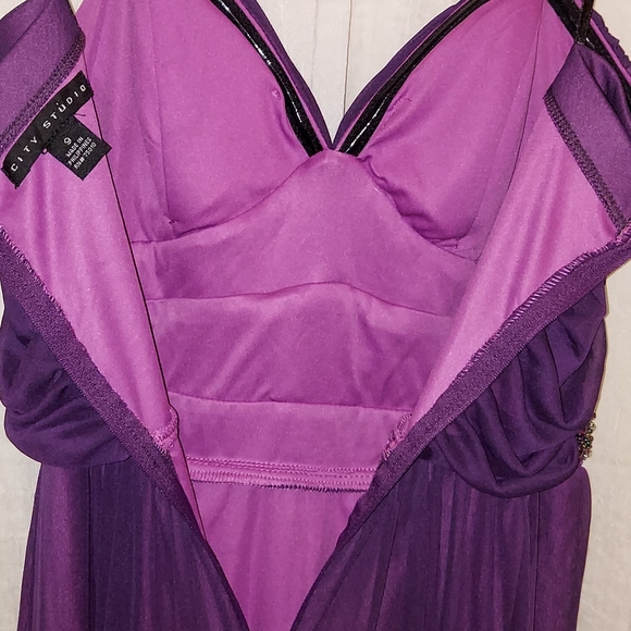 City Studio Purple Strappy High Low Dress sz 9 pre-owned - Picture 2 of 6